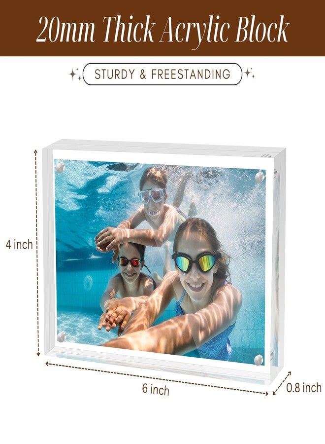 CATIFLIN 4x6 Magnetic Acrylic Frames 2 Pack, Double Sided Clear Frameless Picture Frame Blocks, 20mm Thick Photo Frames Free Standing Display for Family Photos, Certificates, Office, Artwork - Image 4